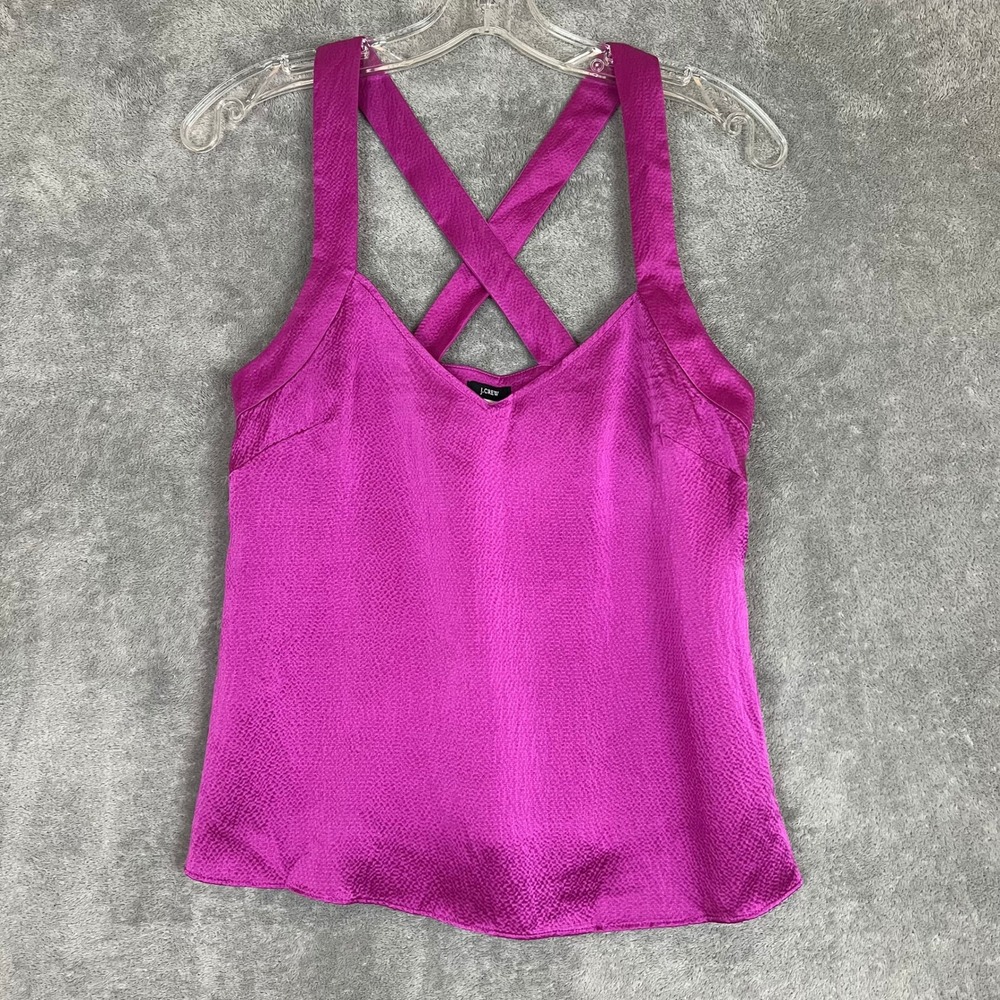 J Crew Tank Top Womens 2P 100% Silk Purple Textured Lightweight Resort